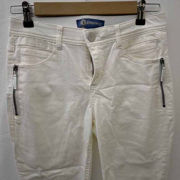 Democracy Ab Solution Stretch Side Zip Boyfriend Jeans White 8.5" Rise Womens‎ 2 - Picture 6 of 12